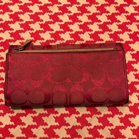 Coach Pink Signature Canvas and Tan Leather Wallet - Picture 2 of 4